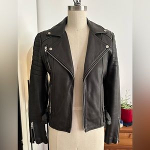 All saints leather biker jacket black